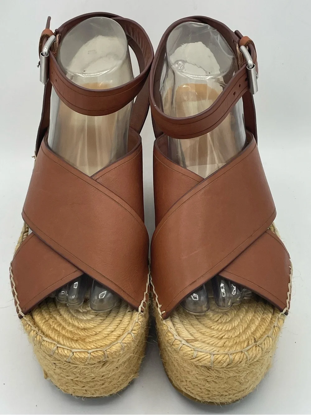 Dolce Vita Carsie Leather Espadrille Wedge Sandals in Brown.